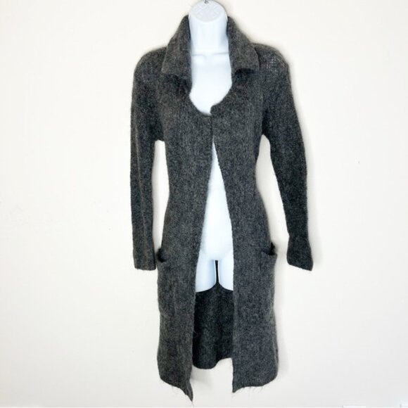 Aritzia Wilfred Women's Long Cardigan Sweater Duster Mohair Wool Belted Gray XXS - Picture 4 of 16